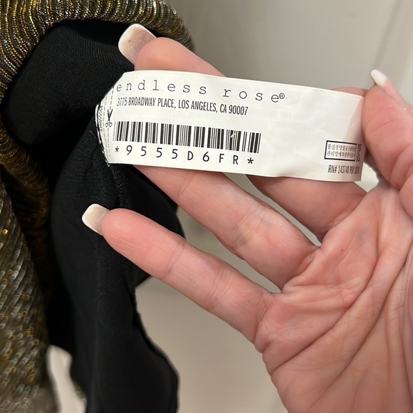 endless rose gold and silver metallic open back tie dress medium nwt - Picture 6 of 7